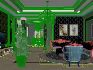 panoramic european style living room restaurant space 13 3D Model