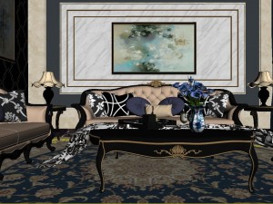 panoramic european style living room restaurant space 13 Modelo 3D
