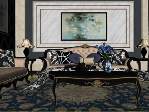 panoramic european style living room restaurant space 13 3D Model
