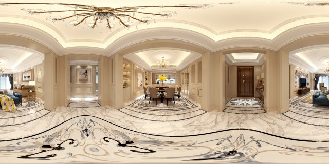 panoramic european style living room dining room 14 Modelo 3D .c4d .max .obj .3ds .fbx .stl .blend 