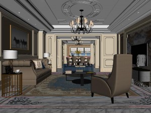 panoramic european style living room dining room 14 Modelo 3D