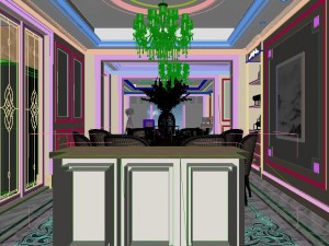 panoramic european style living room dining room 14 Modelo 3D