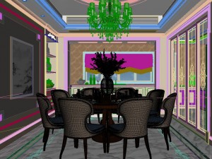 panoramic european style living room dining room 14 Modelo 3D