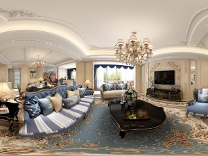 panoramic european style living room dining room 15 3D Model