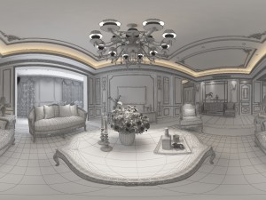 panoramic european style living room dining room 15 Modèle 3D