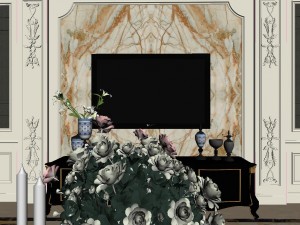 panoramic european style living room dining room 15 Modèle 3D