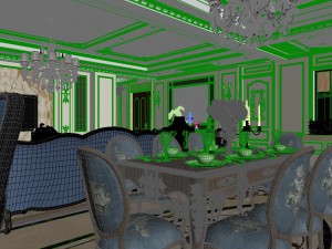 panoramic european style living room dining room 15 Modèle 3D