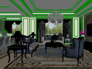 panoramic european style living room dining room 15 Modèle 3D