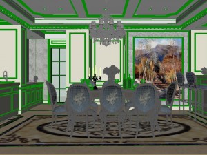 panoramic european style living room dining room 15 Modèle 3D