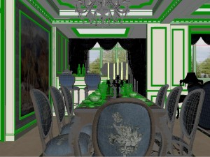 panoramic european style living room dining room 15 Modèle 3D