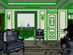 panoramic european style living room dining room 15 Modèle 3D