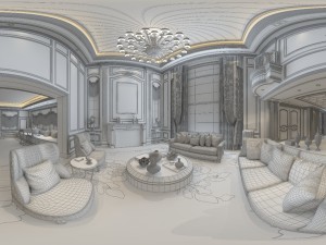 panoramic european style living room dining room 17 3D 模型