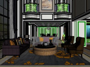 panoramic european style living room dining room 17 3D 模型