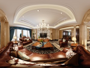 panoramic european style living room dining room 18 Modello 3D