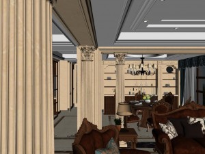 panoramic european style living room dining room 18 3D Модель