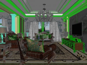 panoramic european style living room dining room 18 3D Модель