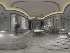 panoramic european style living room dining room 19 3D Модель