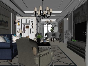 panoramic european style living room dining room 19 3D Модель