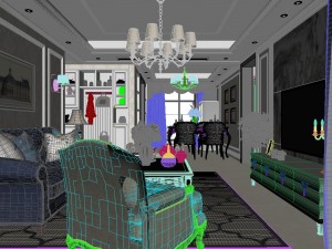 panoramic european style living room dining room 19 3D Модель