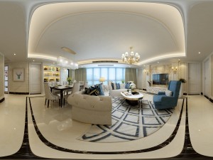 panoramic european style living room restaurant space 20 Modello 3D