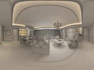 panoramic european style living room restaurant space 20 3Dモデル