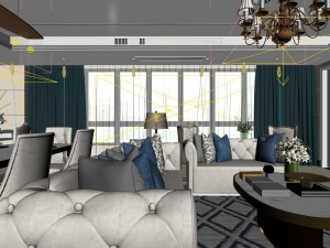 panoramic european style living room restaurant space 20 3Dモデル