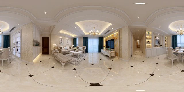 panoramic european style living room restaurant space 21 3D Model .c4d .max .obj .3ds .fbx .stl .blend 