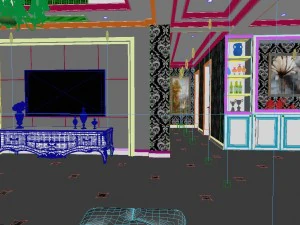 panoramic european style living room restaurant space 21 3D Model