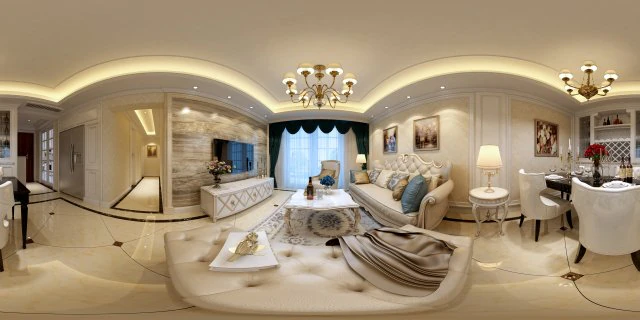 panoramic european style living room restaurant space 23 3D Model .c4d .max .obj .3ds .fbx .stl .blend