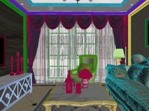 panoramic european style living room restaurant space 23 3D Model