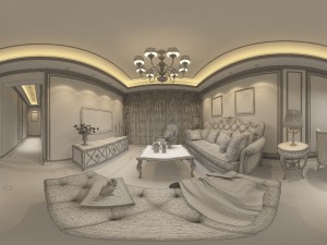 panoramic european style living room restaurant space 23 3D 模型