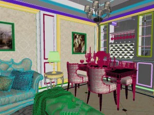 panoramic european style living room restaurant space 23 3D Model