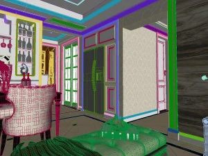 panoramic european style living room restaurant space 23 3D Model