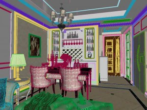 panoramic european style living room restaurant space 23 3D Model