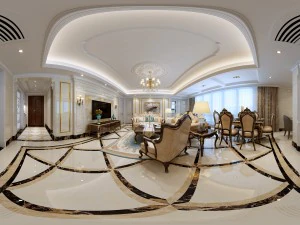 panoramic european style living room restaurant space 23 3D Model