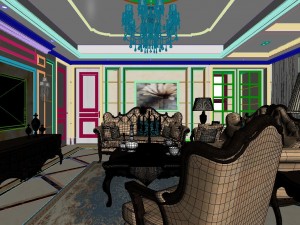 panoramic european style living room restaurant space 23 3D 模型