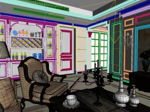 panoramic european style living room restaurant space 23 3D Model