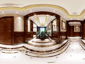 Panorama-Wohnzimmer im europäischen Stil, Esszimmer 24 3D Modell