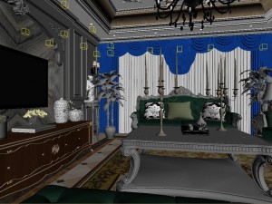panoramic european style living room dining room 24 3Dモデル