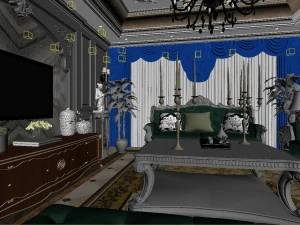 panoramic european style living room dining room 24 3D Model