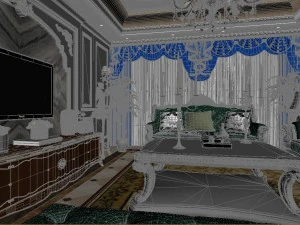 panoramic european style living room dining room 24 3D Model