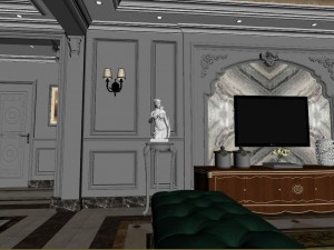 panoramic european style living room dining room 24 3Dモデル