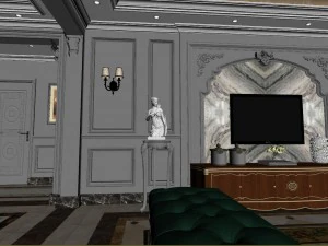 panoramic european style living room dining room 24 3D Model