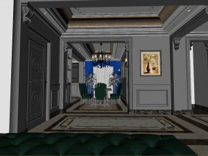 panoramic european style living room dining room 24 3Dモデル