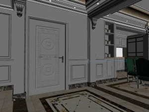panoramic european style living room dining room 24 3D Model