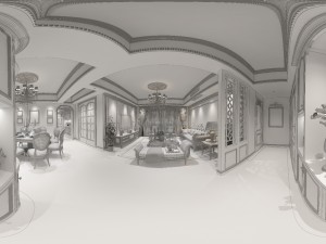 panoramic european style living room dining room 25 3D-Modell