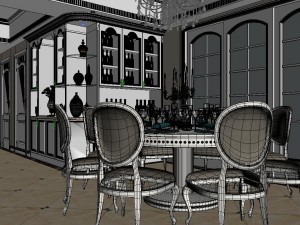 panoramic european style living room dining room 25 3D-Modell