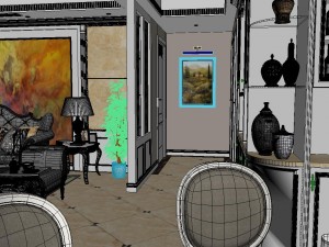 panoramic european style living room dining room 25 3D-Modell