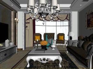 panoramic european style living room dining room 26 Modelo 3D