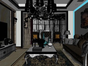 panoramic european style living room dining room 26 Modelo 3D